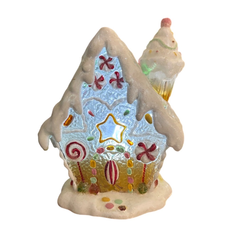 Christmas Gingerbread House Night Light Plug-in Acrylic Candy Decor 5.5"H